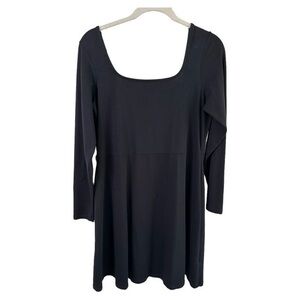 Asos Dress Womens 12 Square Neck Long Sleeve Mini Black Basic Demure Stretch